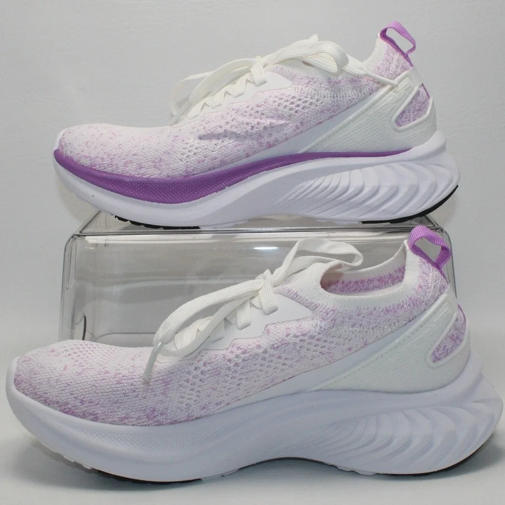 Avia Womens Athletic Shoes Sneakers White Purple Knit Lace Up Size‎ 6.5